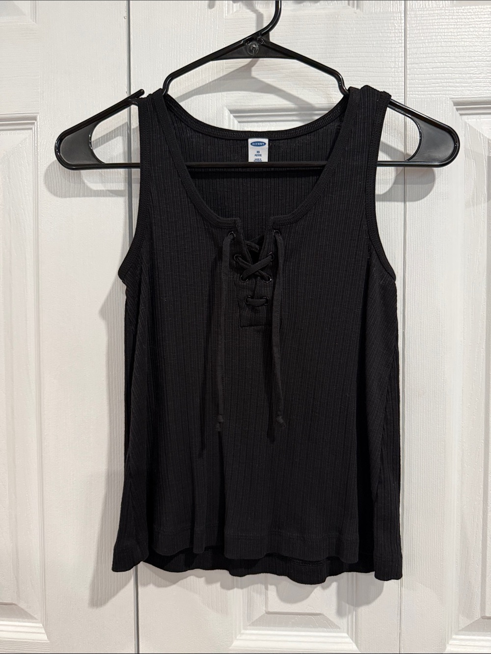 Old Navy Black Ribbed Lace-Up Tank Top